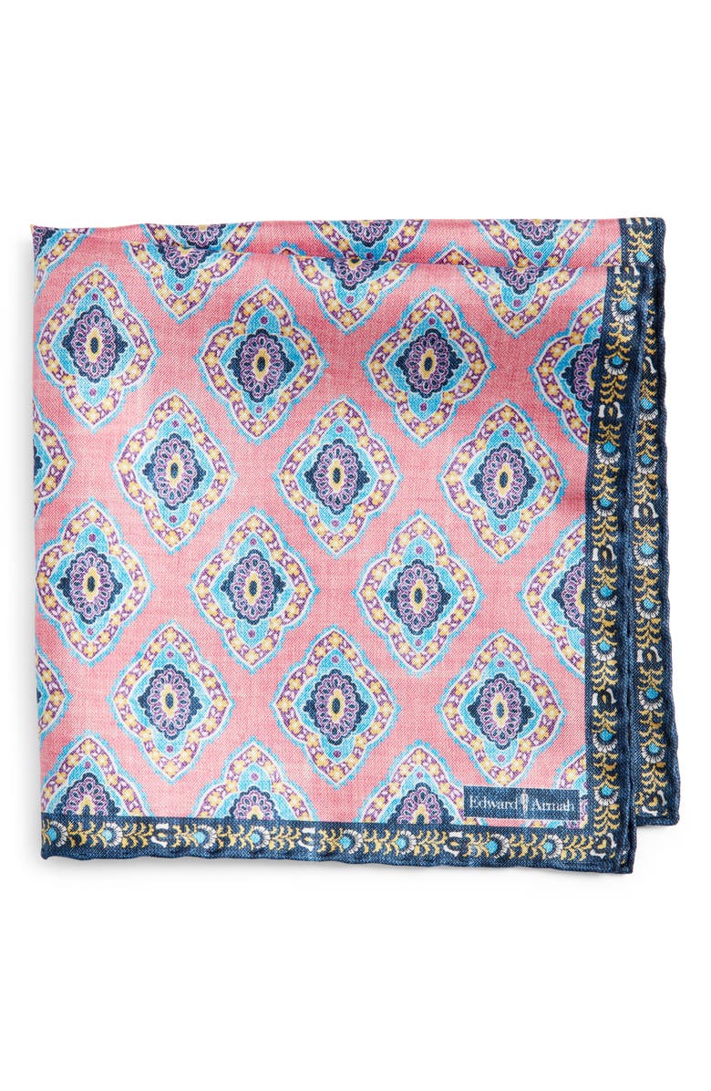 EDWARD ARMAH Diamond Medallion Silk Pocket Square, Main, color,