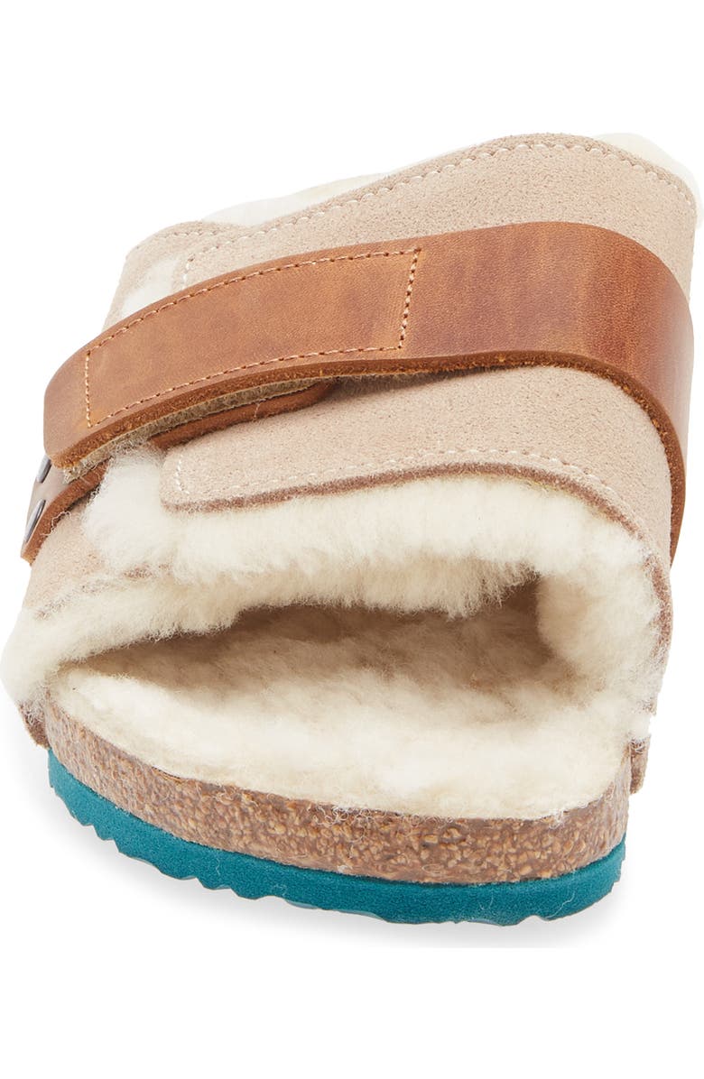 Birkenstock Kids' Kyoto Genuine Shearling Lined Slide Sandal, Alternate, color, Beige