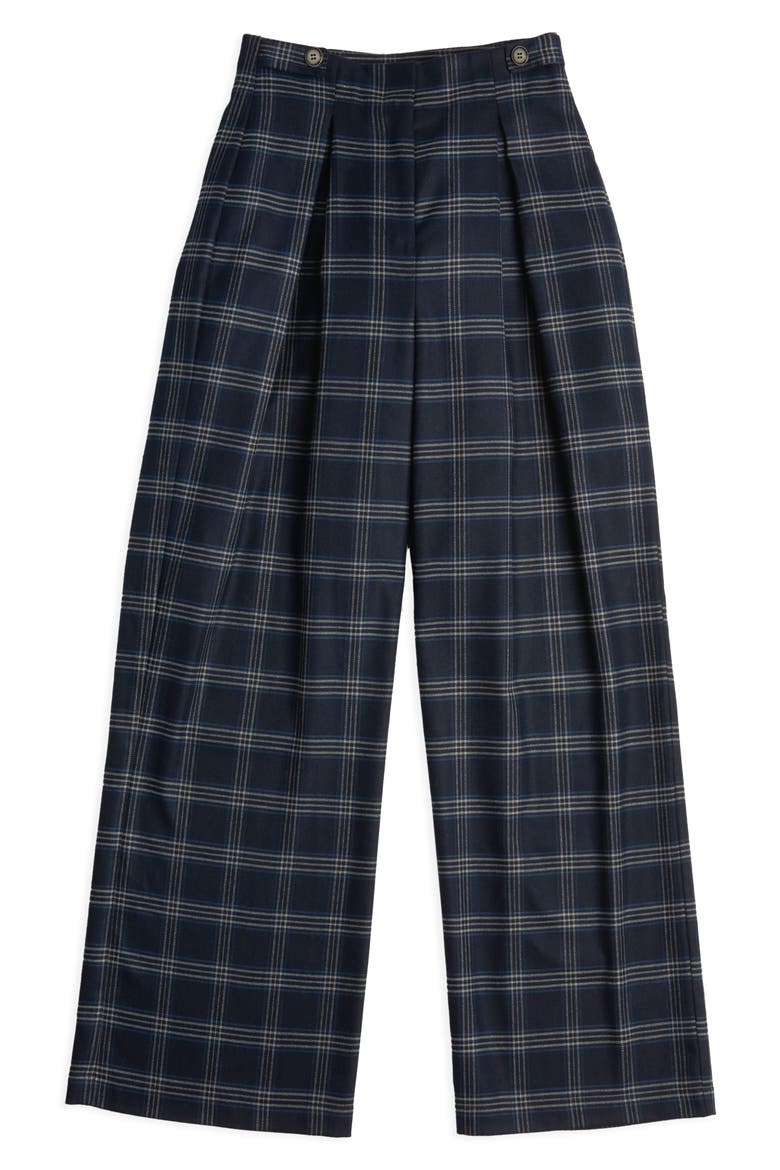 Soft Plaid Wide Leg Pants, Alternate, color, BLUE NIGHT