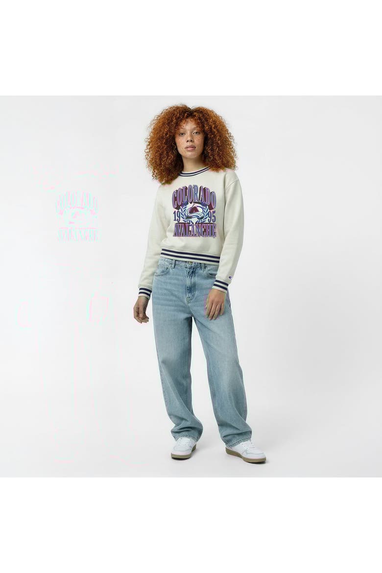 Women's Champion  Cream Colorado Avalanche Bold Laurels Reverse Weave Yarn Crewneck Sweatshirt, Alternate, color, Cream