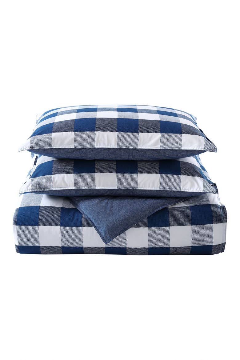 Bison Plaid Comforter & Sham Set, Main, color, NAVY