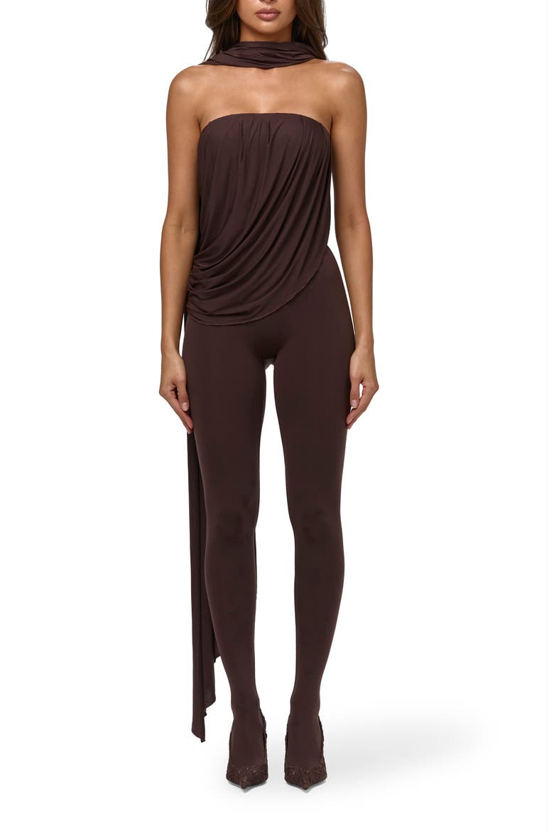 Naked Draped Bodysuit, Alternate, color, DARK CHOCOLATE