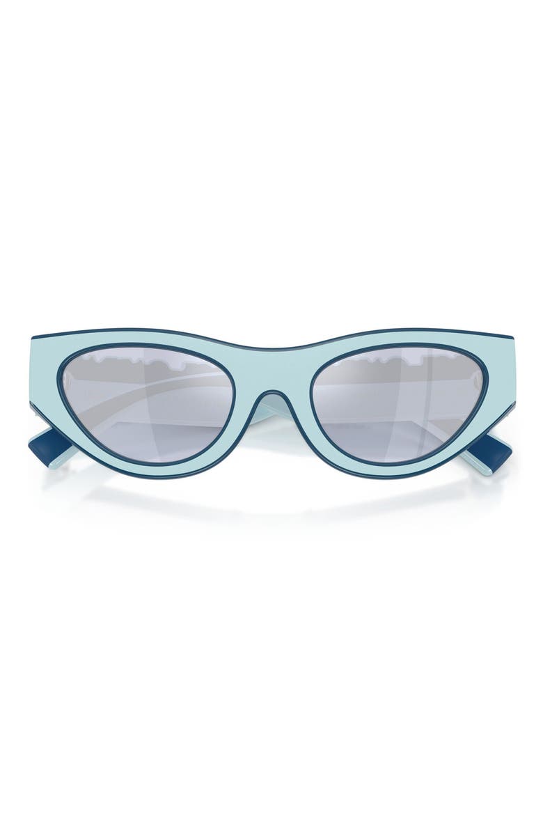 Kids' 47mm Small Cat Eye Sunglasses, Alternate, color, AZURE RUBBER/ BLUE / VIOLET