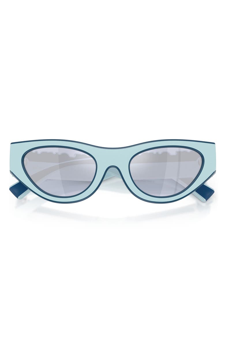 Dolce&Gabbana Kids' 47mm Small Cat Eye Sunglasses, Alternate, color, Azure Rubber/ Blue / Violet