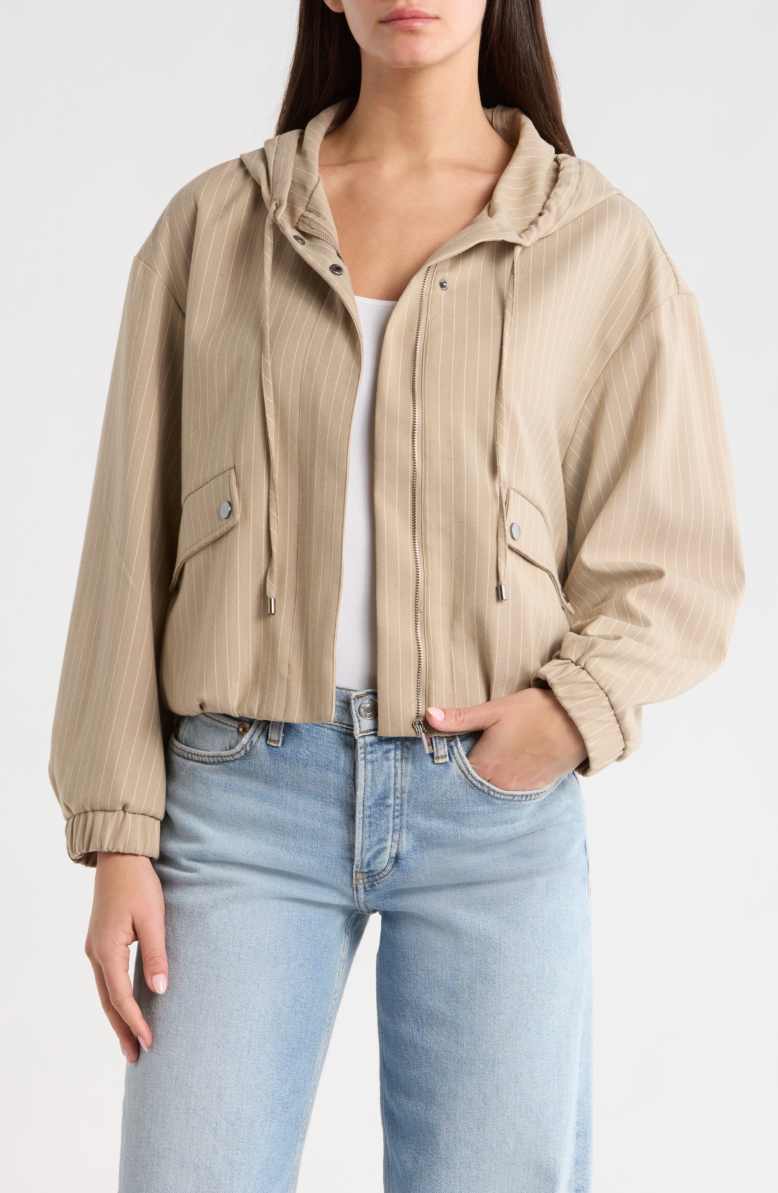 Pinstripe Hooded Jacket
