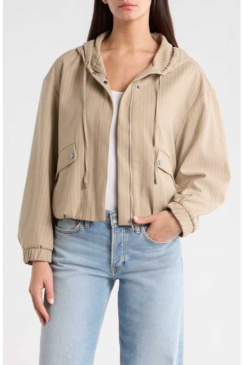 Pinstripe Hooded Jacket, Main, color, TOFFEE