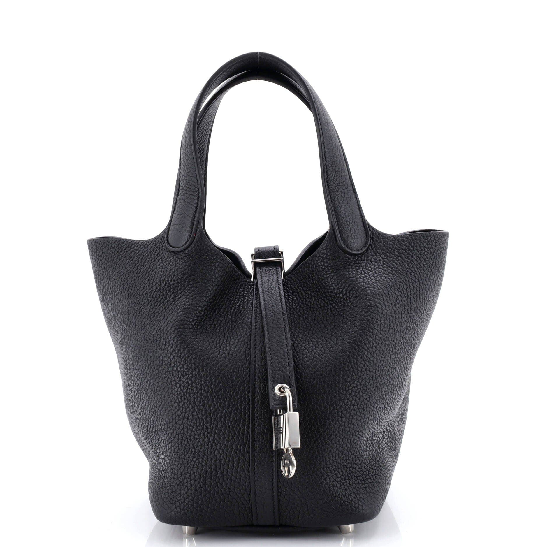 Pre-Owned Hermes Picotin Lock Bag Clemence PM, Main, color, Noir