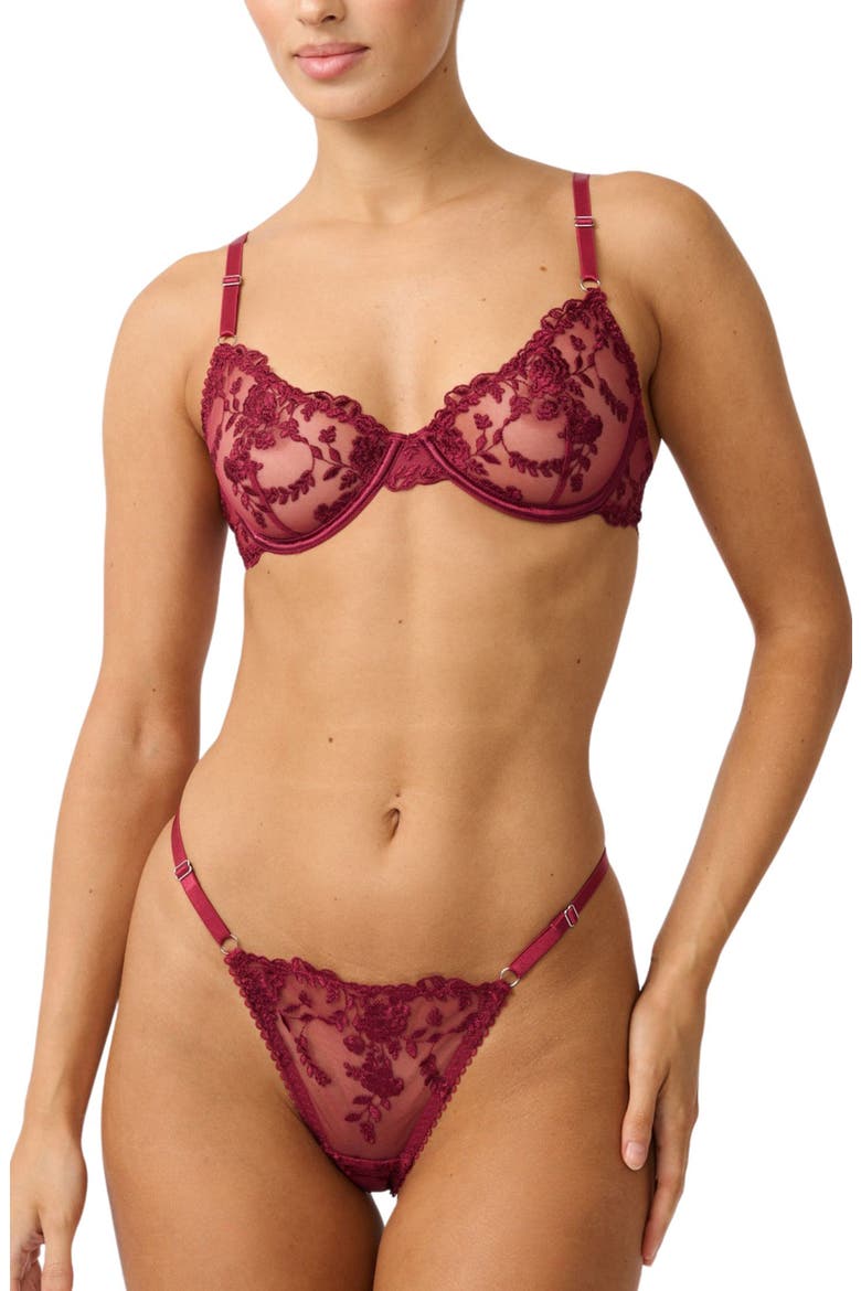 Nicolette Embroidered Underwire Bra, Alternate, color, RED