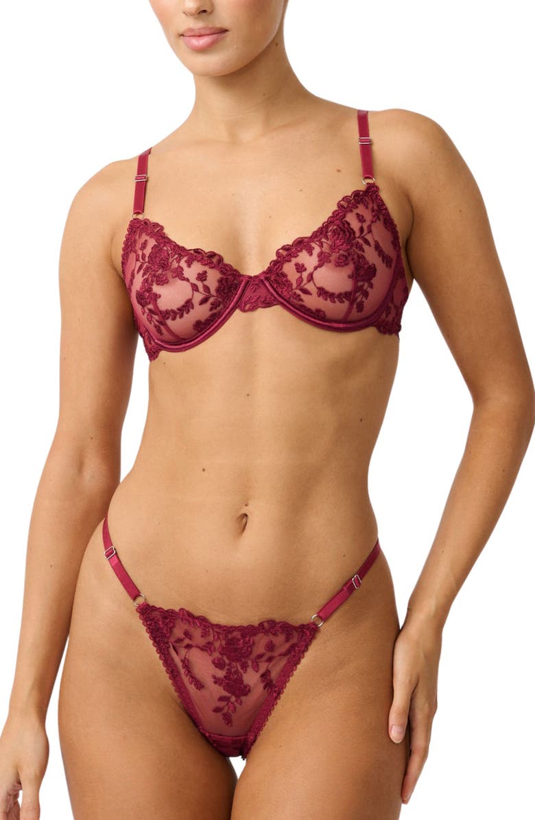 Kat The Label Nicolette Embroidered Underwire Bra, Alternate, color, Red