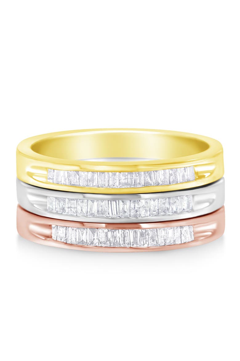 10K Gold over Silver 5/8 Cttw Diamond Stackable Band Ring Set, Alternate, color, Yellow Gold over Silver