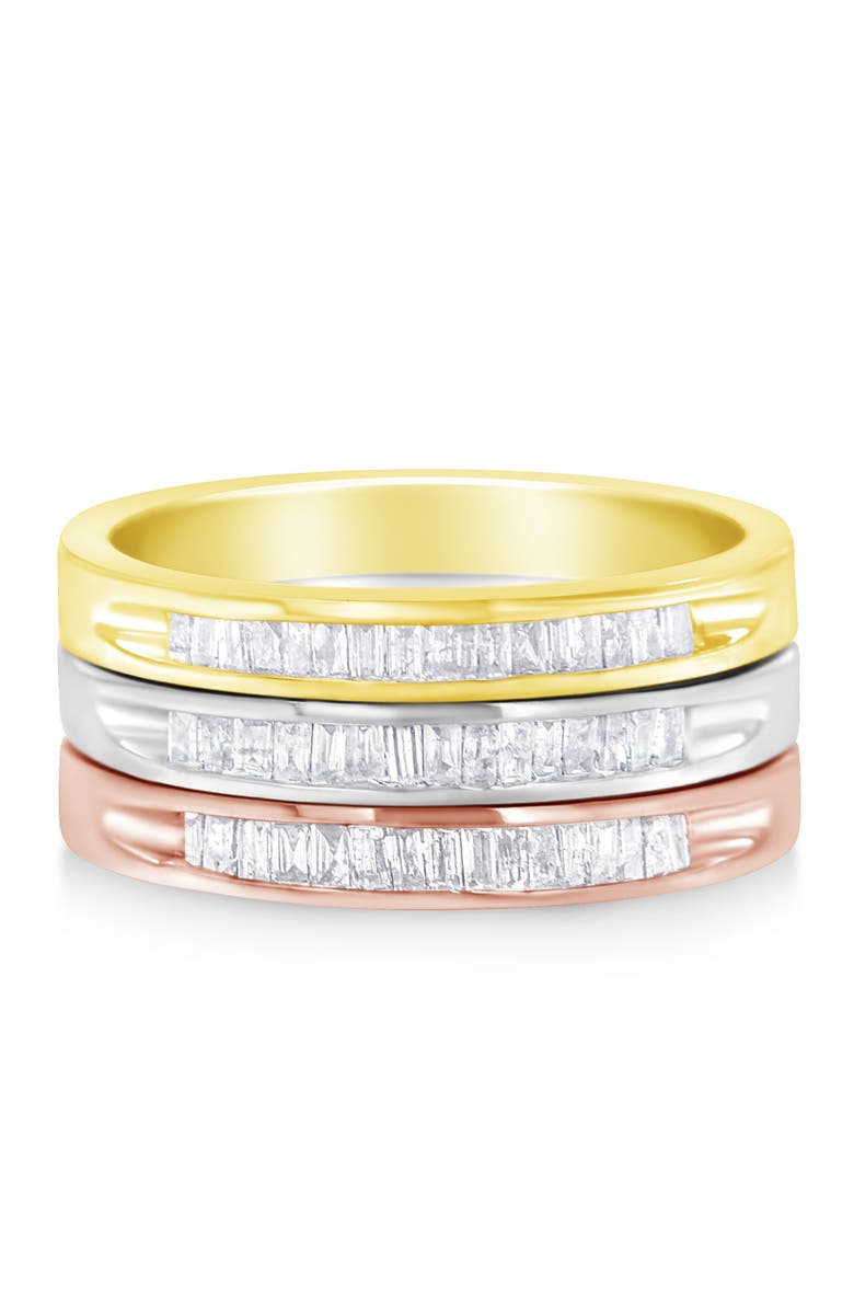 Haus of Brilliance 10K Gold over Silver 5/8 Cttw Diamond Stackable Band Ring Set, Alternate, color, Yellow Gold Over Silver