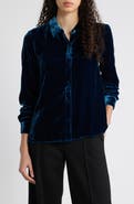 Eileen Fisher Classic Collar Easy Velvet Button-Up Shirt