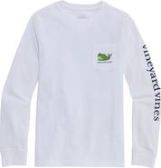 vineyard vines Kids' Fuzzy Whale Logo Pocket Long Sleeve Graphic T-Shirt