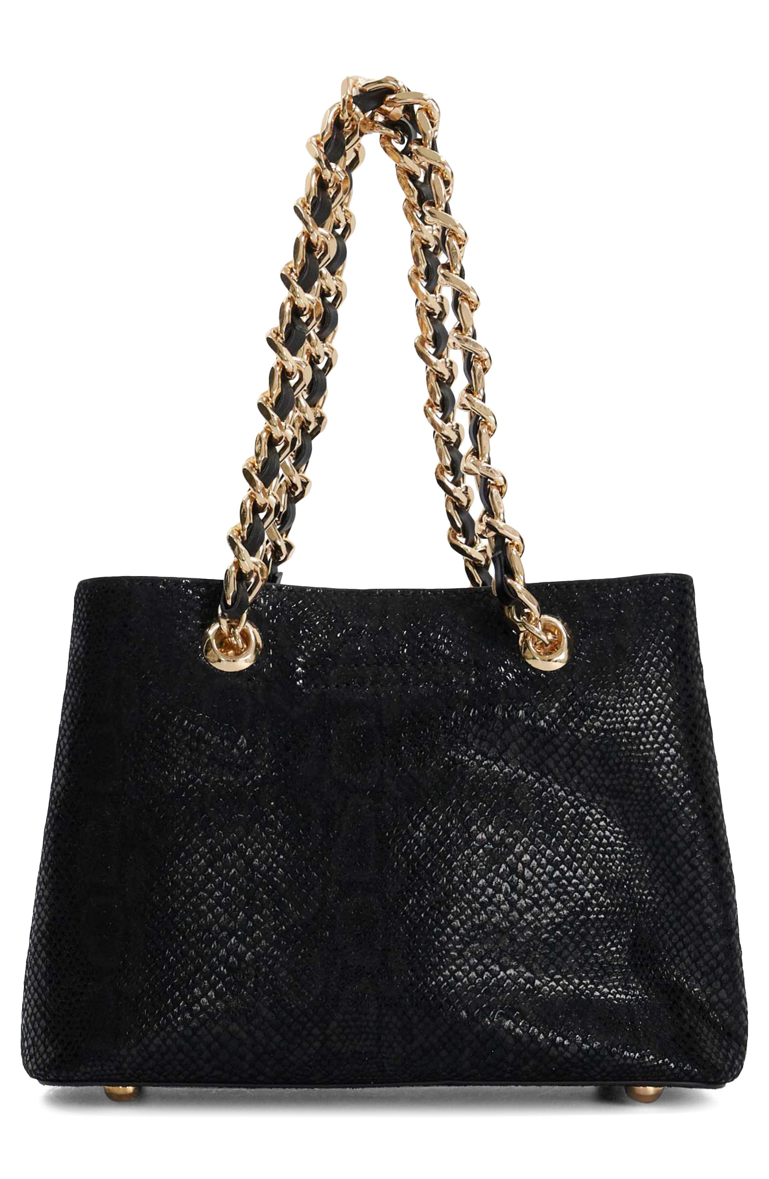 Dinidiemz Faux Leather Tote, Alternate, color, BLACK