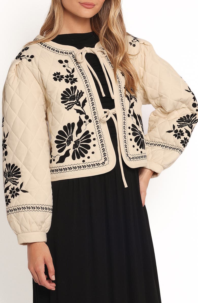 Petal & Pup Vako Floral Quilted Jacket, Alternate, color, Light Taupe