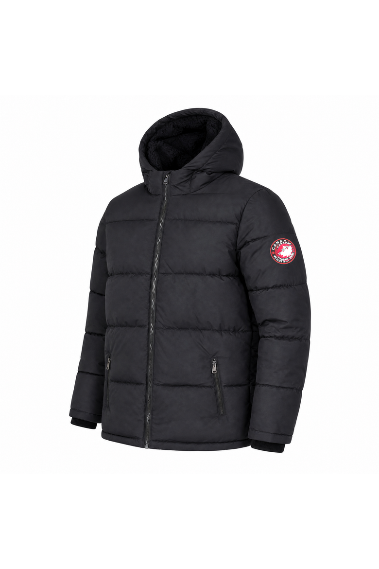 Men's Fleece Lined Hooded Bubble Puffer Jacket, Alternate, color, Black