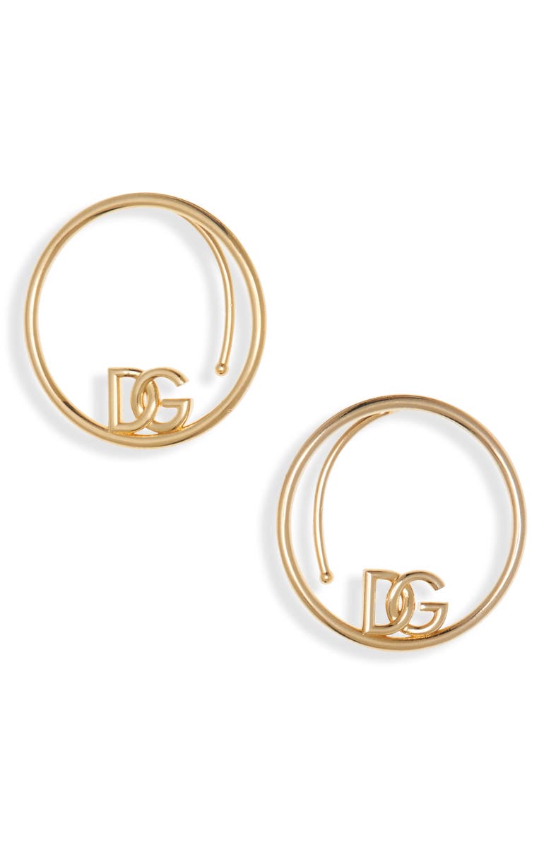 Dolce&Gabbana DG Logo Over the Ear Hoop Earrings, Main, color, 