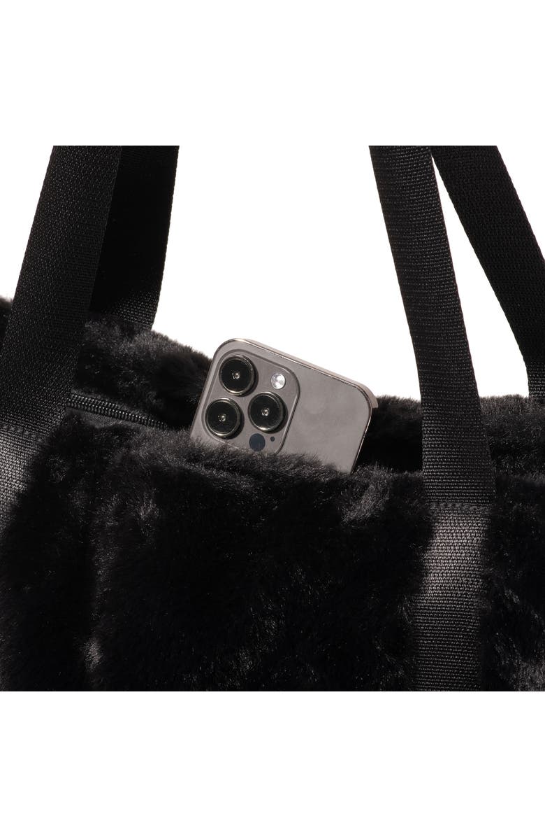 BAGGALLINI Modern Via Tote Bag, Alternate, color, Black Faux Fur