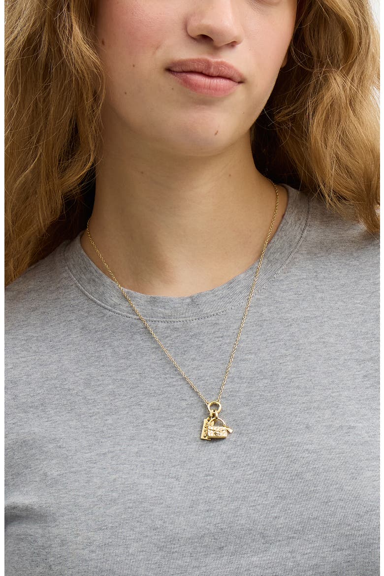Tabby Key Rexy Charm Pendant Necklace, Alternate, color, GOLD