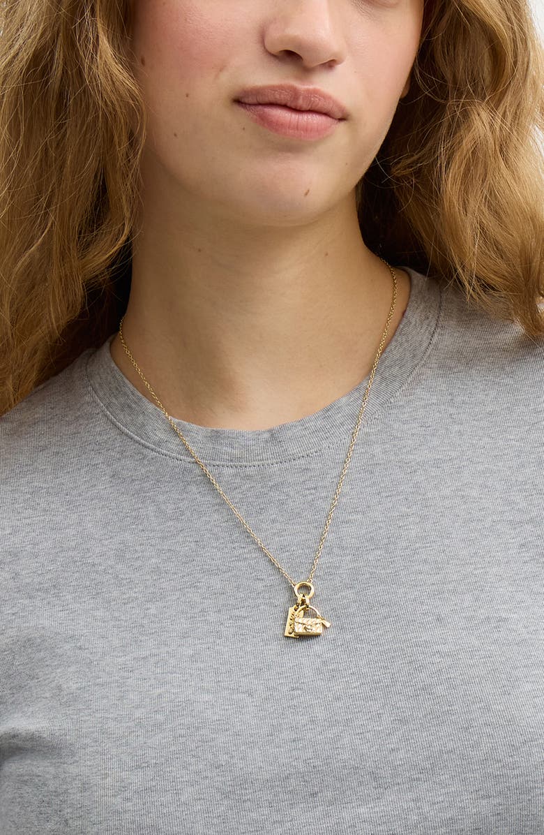 COACH Tabby Key Rexy Charm Pendant Necklace, Alternate, color, 