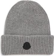 Moncler Leather Logo Patch Cashmere Beanie