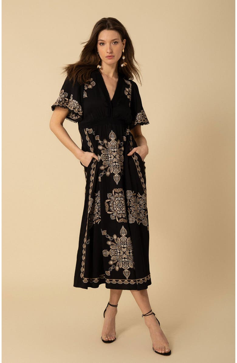 Hale Bob Katalina Embroidered Dress, Main, color, 