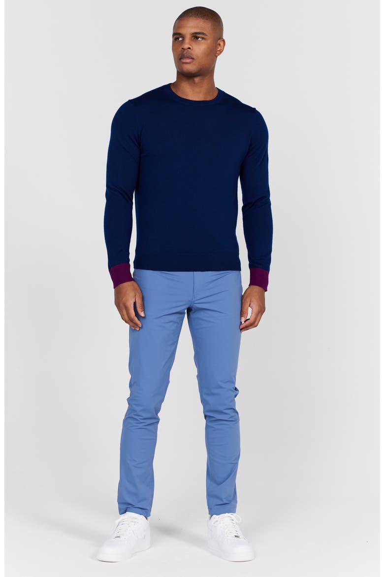 Windward Contrast Cuff Merino Wool Sweater, Alternate, color, NAVY