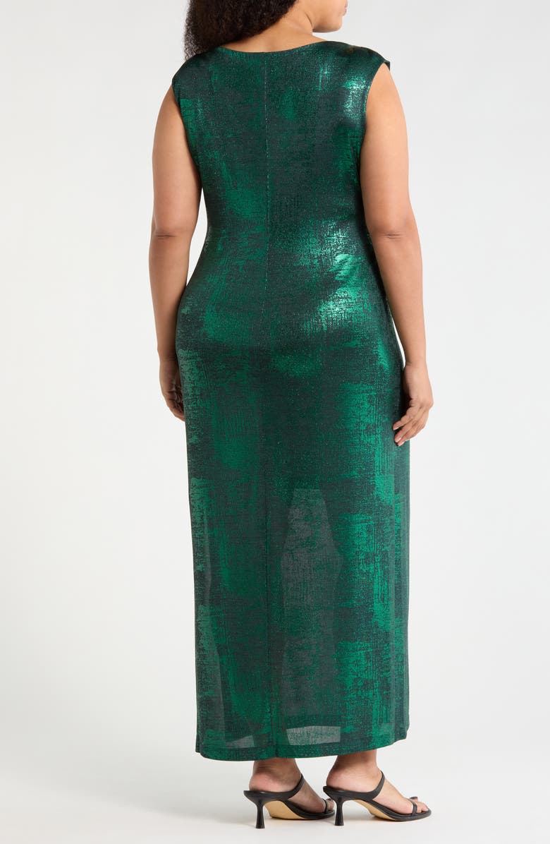 Connected Apparel Drape Neck Knit Midi Dress, Alternate, color, Emerald