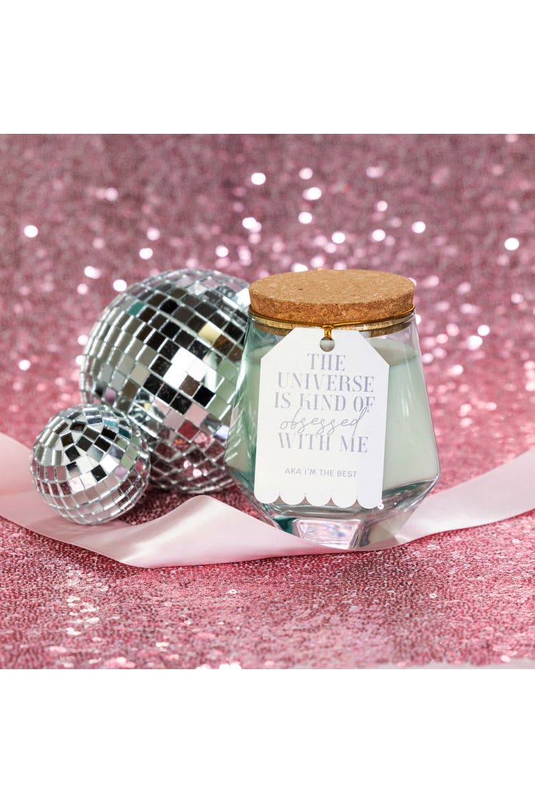 The Universe Teal Geometric Candle Wax Blue 7.7 oz Burn Time 36, Alternate, color, Blue