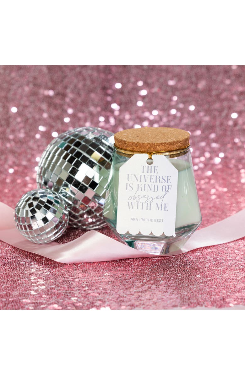 Totalee Gift The Universe Teal Geometric Candle Wax Blue 7.7 oz Burn Time 36, Alternate, color, Blue