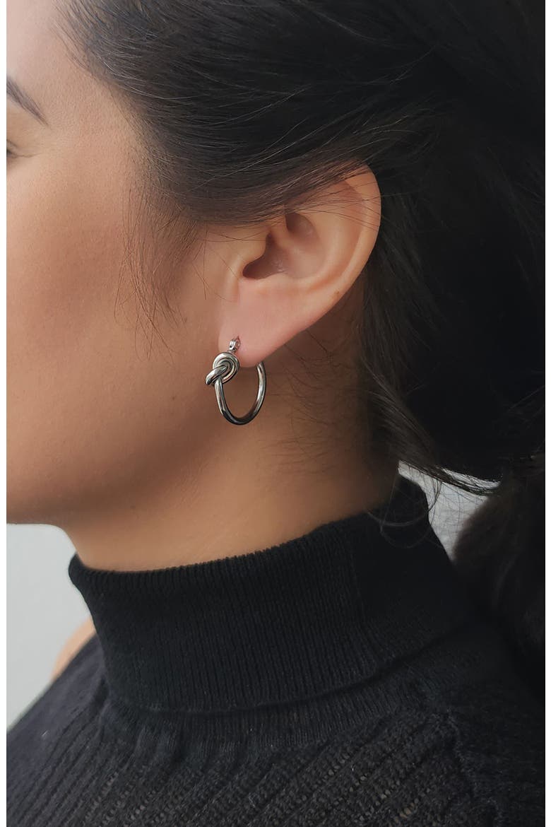 Knotted Hoop Earrings, Alternate, color, SILVER