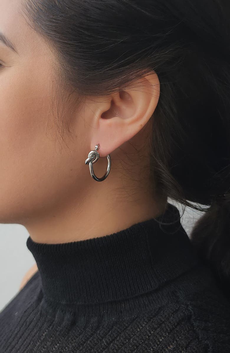 Adornia Knotted Hoop Earrings, Alternate, color, Silver