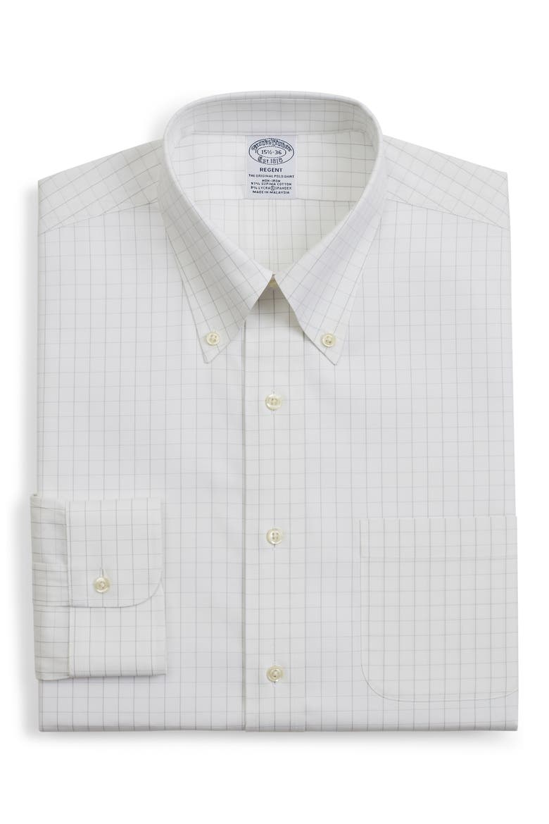 Regent Regular Fit Windowpane Dress Shirt, Main, color, OPEN WHITE