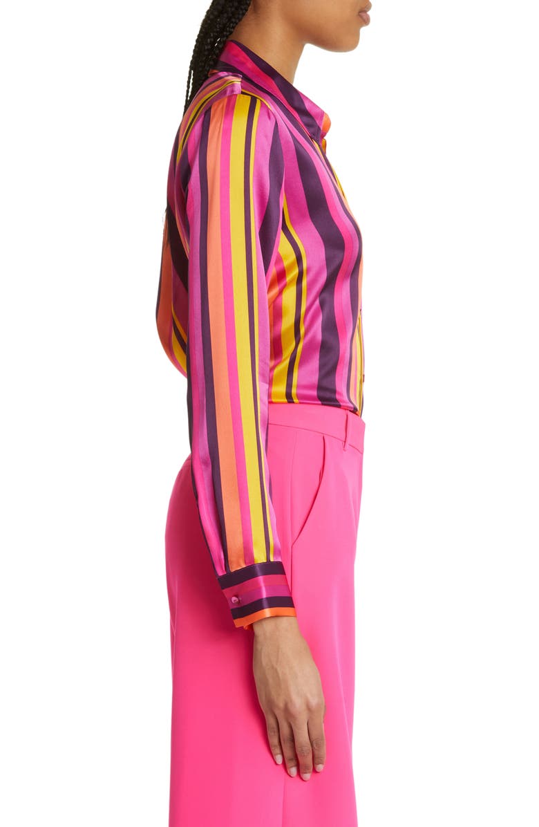 L'AGENCE Hailie Stripe Silk Blouse, Alternate, color, 