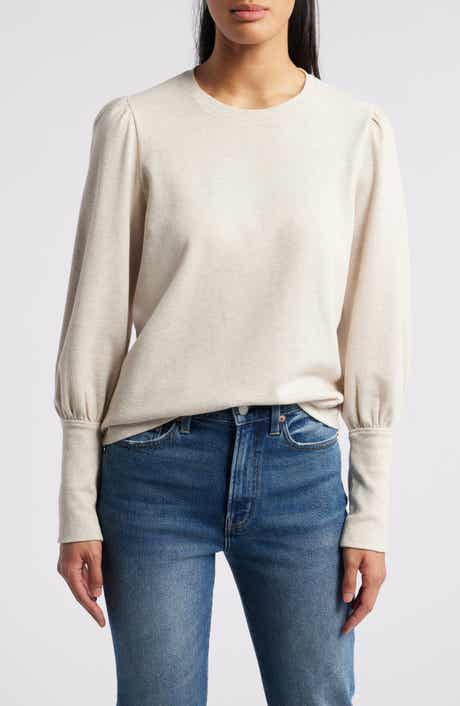 Crewneck Puff Sleeve Rib Top