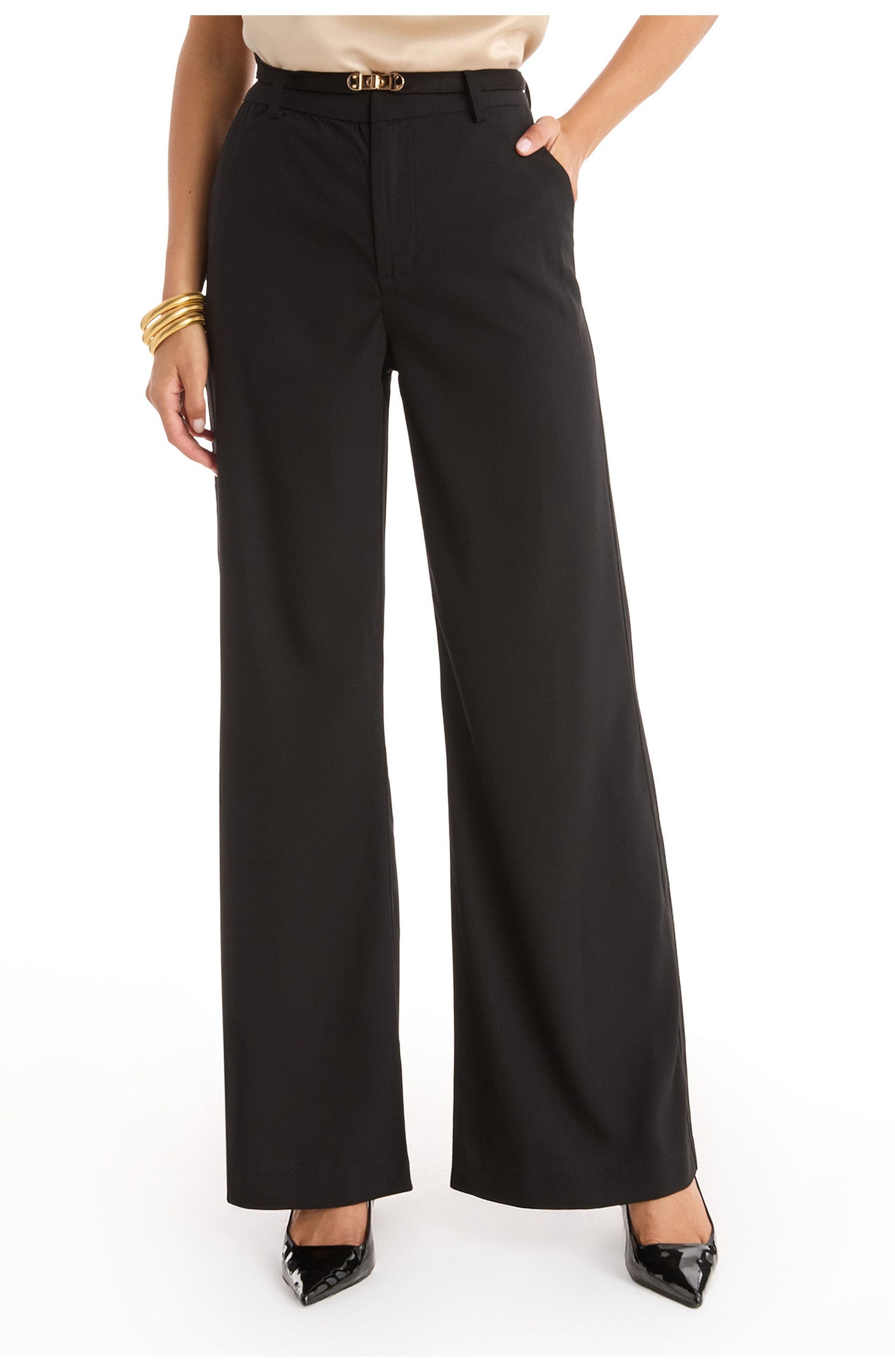 The Noli Shop Martina Belted Trouser In Black