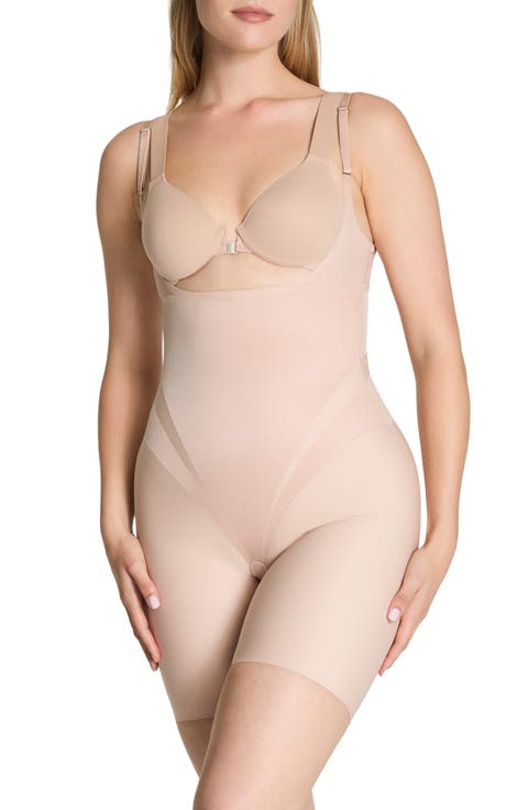 Open Bust Mid Thigh Shaper Bodysuit (Regular & Plus)