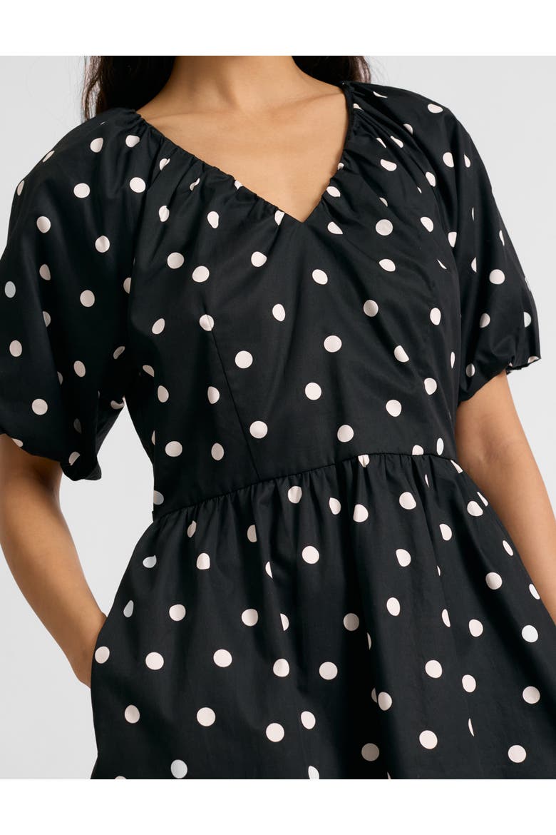 Large Spot V-Neck Midi Dress, Alternate, color, Black