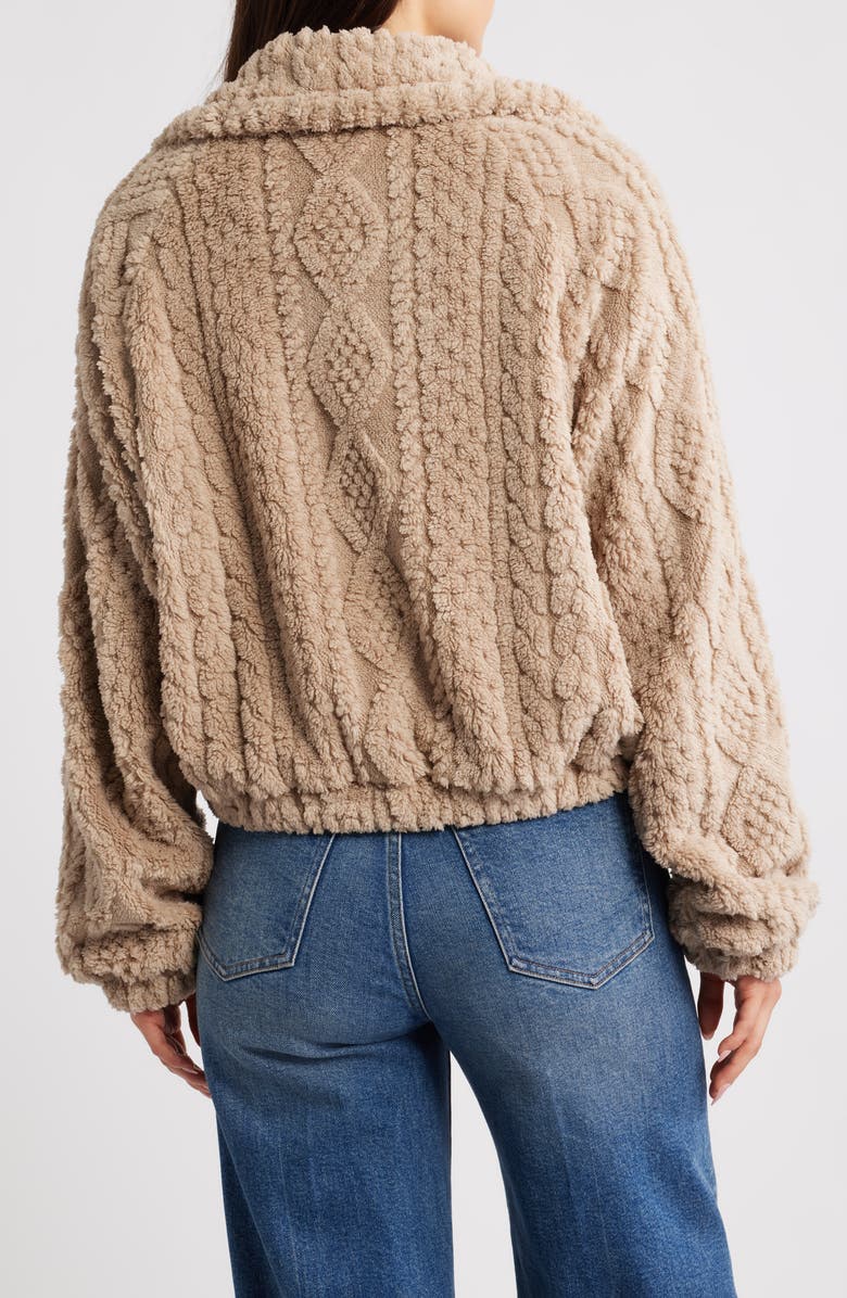 Thread & Supply Cable Stitch Fleece Jacket, Alternate, color, Beige