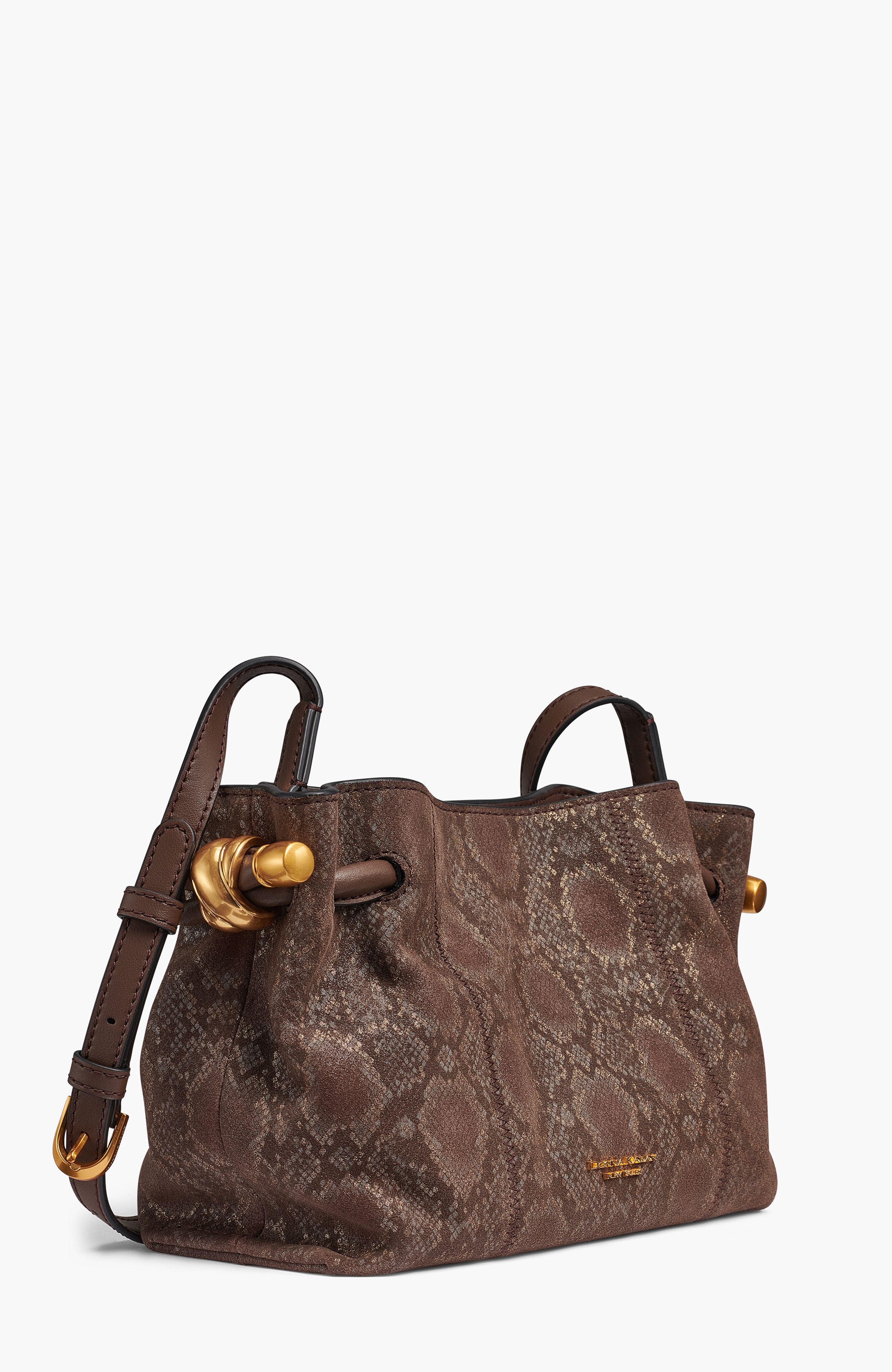 Donna Karan New York Cashmere Python Suede Crossbody, Alternate, color, Brown Multi