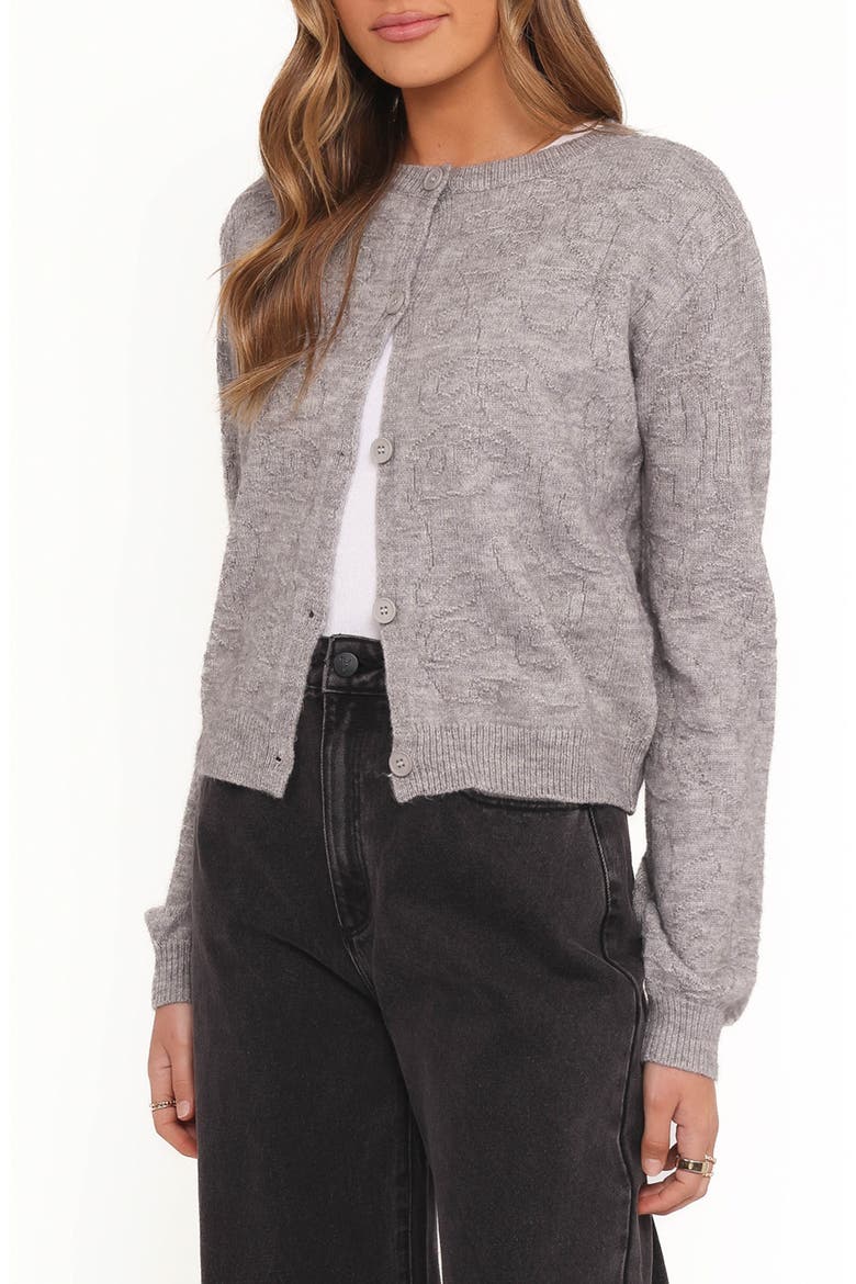 Fauna Tonal Stitch Cardigan, Alternate, color, HEATHER GREY