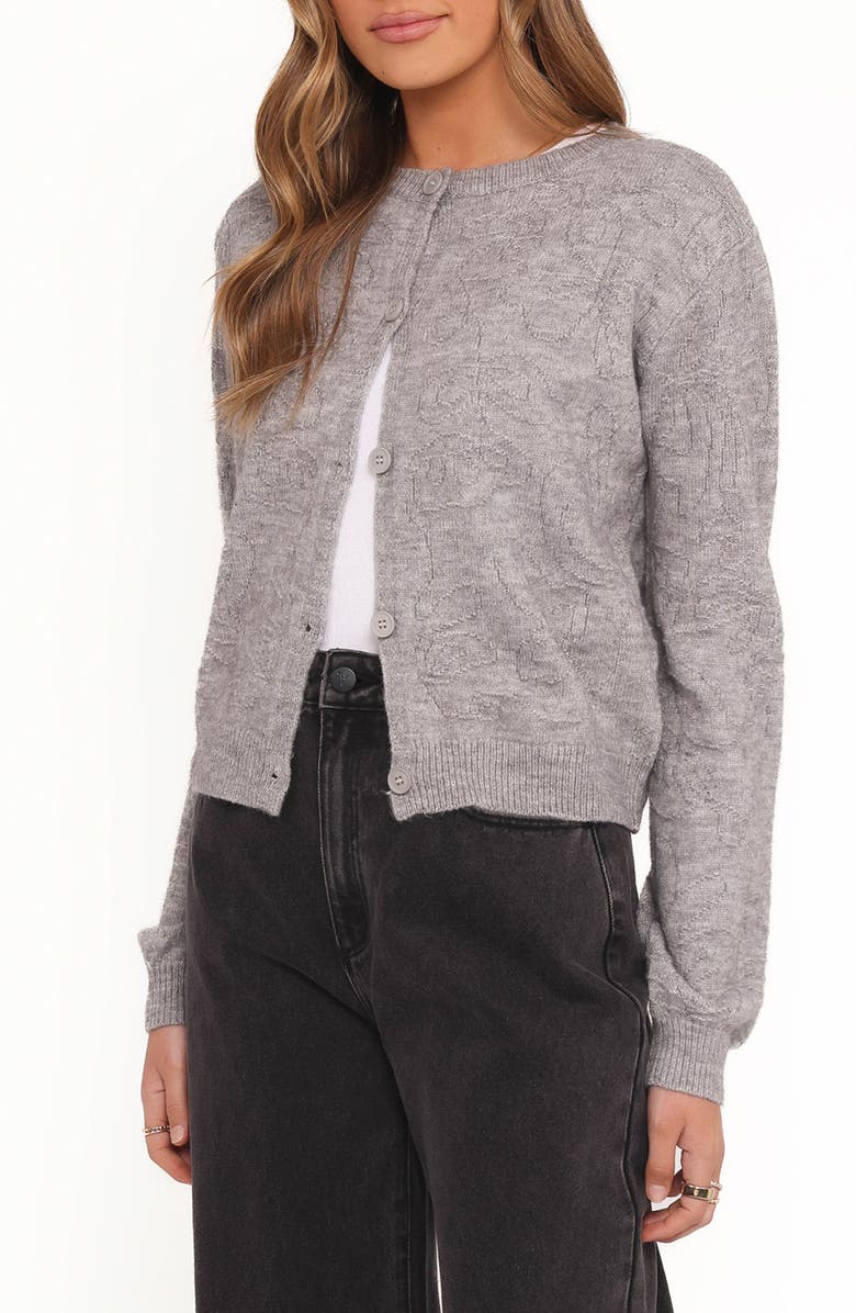 Petal & Pup Fauna Tonal Stitch Cardigan, Alternate, color, Heather Grey