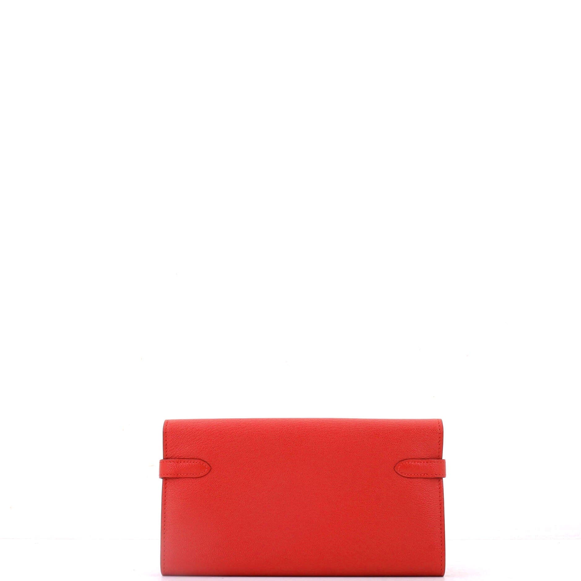 Kelly Wallet Chevre Mysore Long, Alternate, color, Rouge Tomate