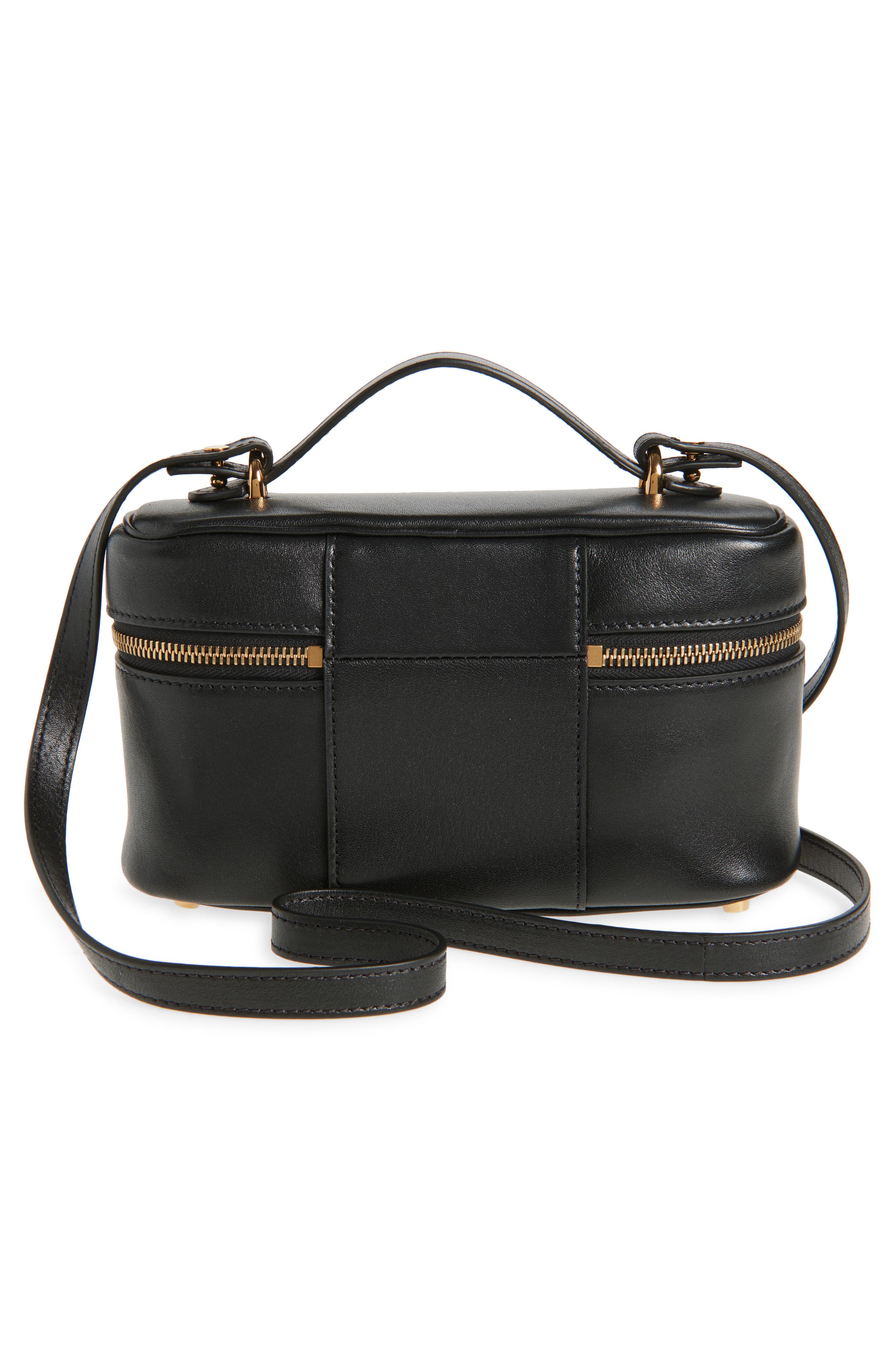 Versace Logo Tag Leather Vanity Bag, Alternate, color, 