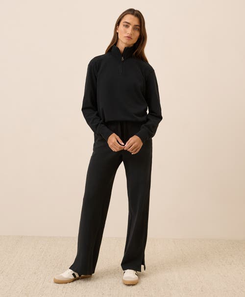 Pact Organic Cotton Cloudknit Quarter Zip In Black