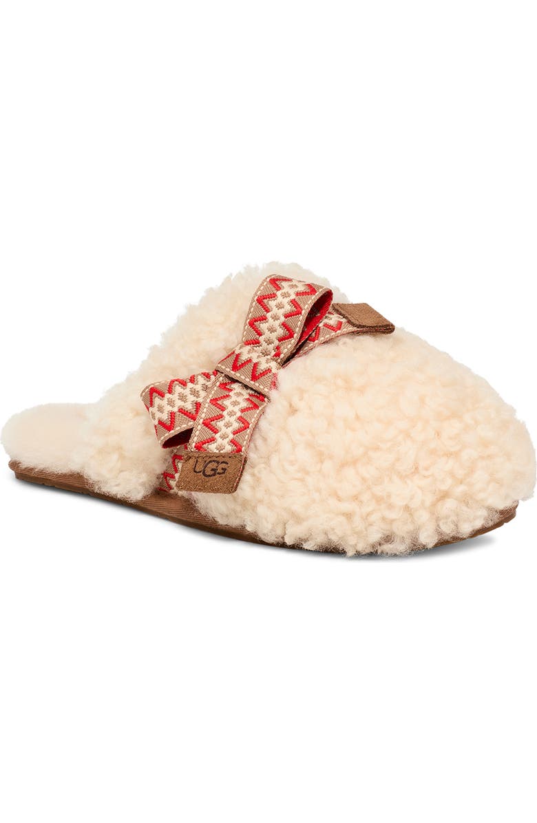 UGG<sup>®</sup> Maxi Curly Genuine Shearling Scuff Slipper, Main, color, Natural