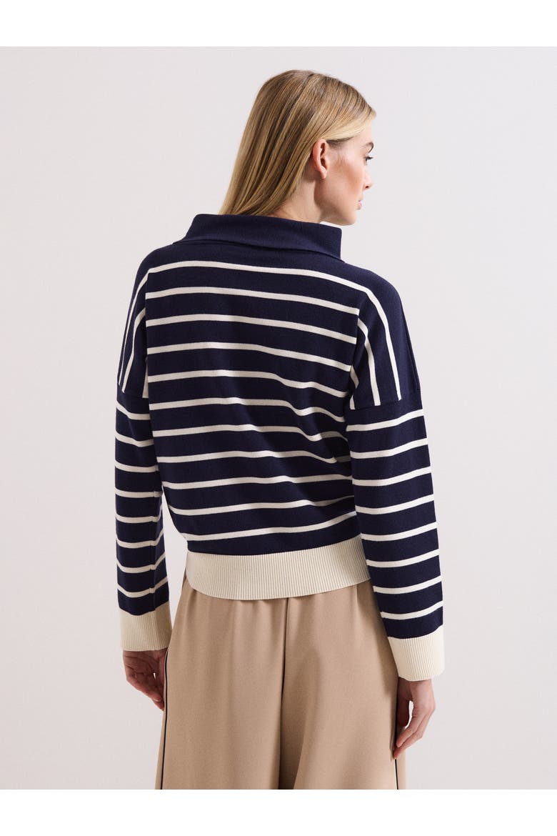 Salima Roll-Neck Jumper, Alternate, color, Navy/Ivory