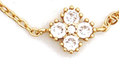 Panacea Cubic Zirconia Clover Station Necklace In Gold