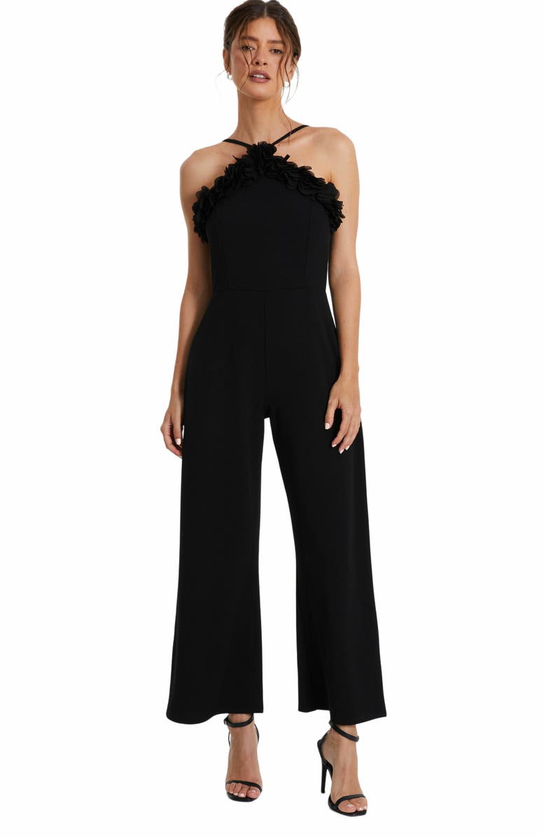 QUIZ Scuba Crepe Halter Palazzo Jumpsuit, Main, color, 