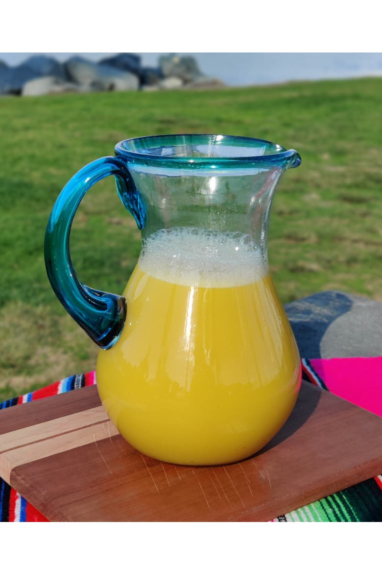 Rim & Handle Glass Pitcher, Alternate, color, Aqua